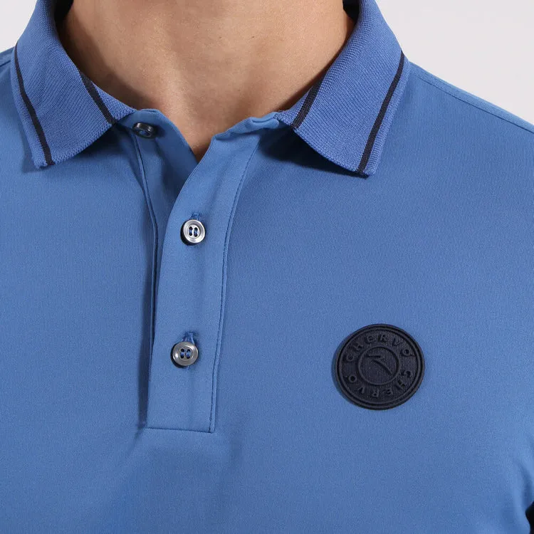 Annuncio Long Sleeve Thermal Polo in Bright Blue
