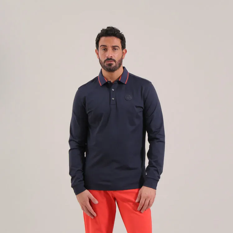Annuncio Long Sleeve Thermal Polo in Navy
