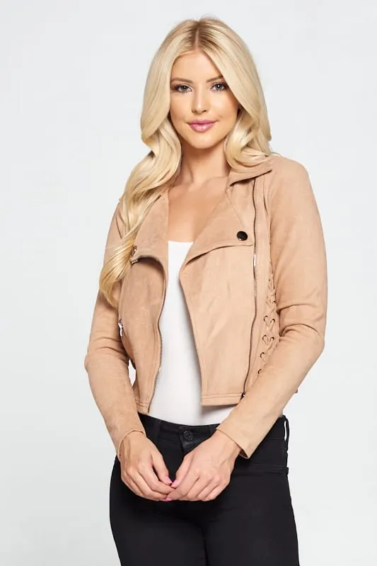 Faux Suede Moto Leather Jacket