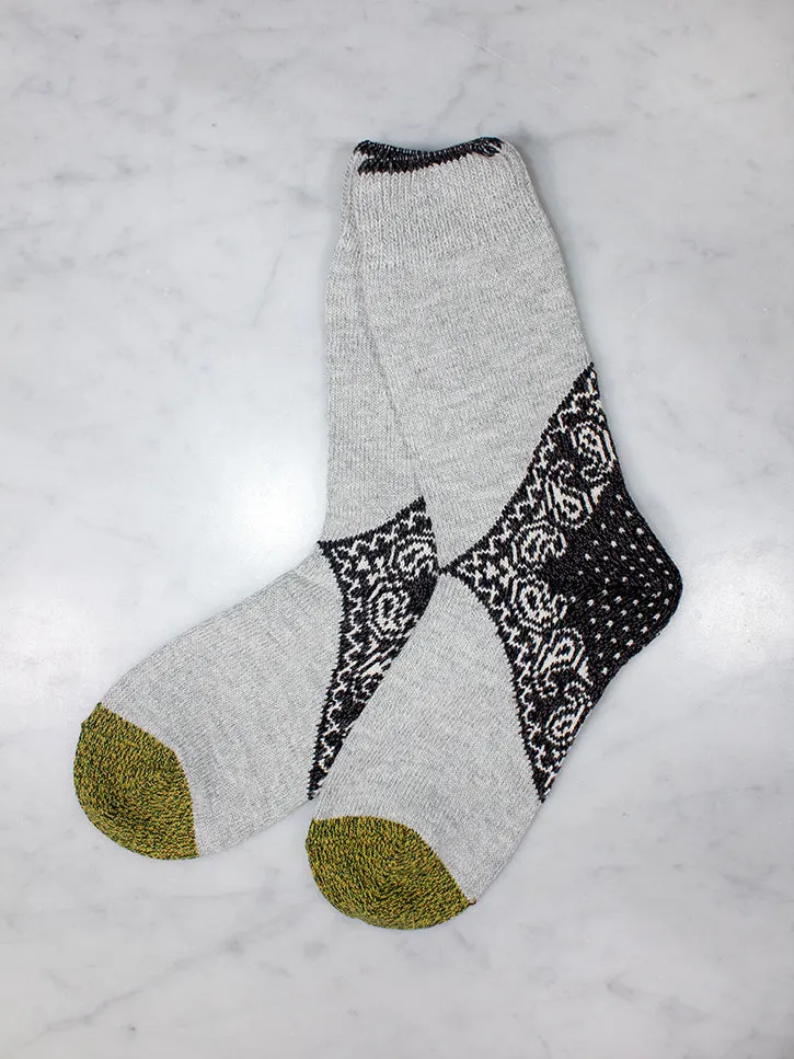 Kapital 96 Yarns Paisley Heel Bandana Socks, Black