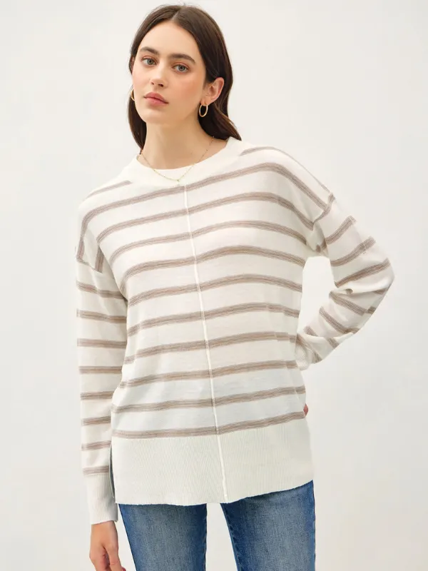 Mocha Oversized Striped Sweater
