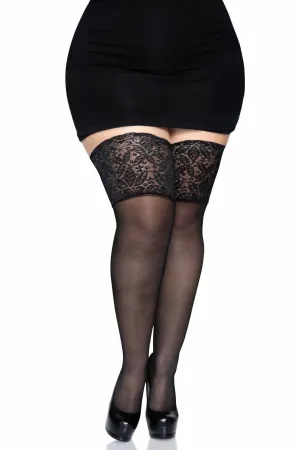 Plus Size 5 In Lace Lycra Sheer Stay Up Thigh Highs