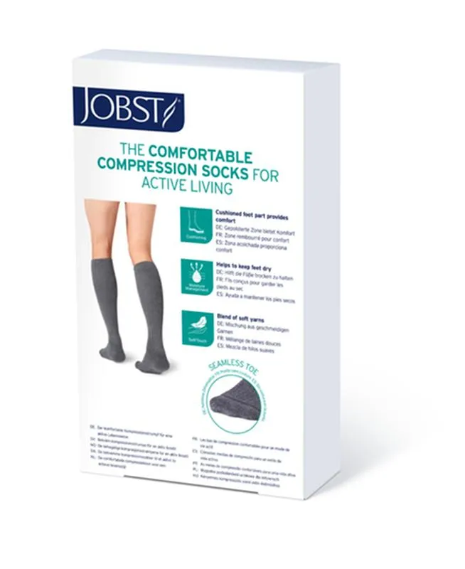 PR/1 JOBST ACTIVEWEAR UNISEX, KNEE HIGH, 20-30MMHG, LG, FULL CALF, WHITE, CLOSED TOE