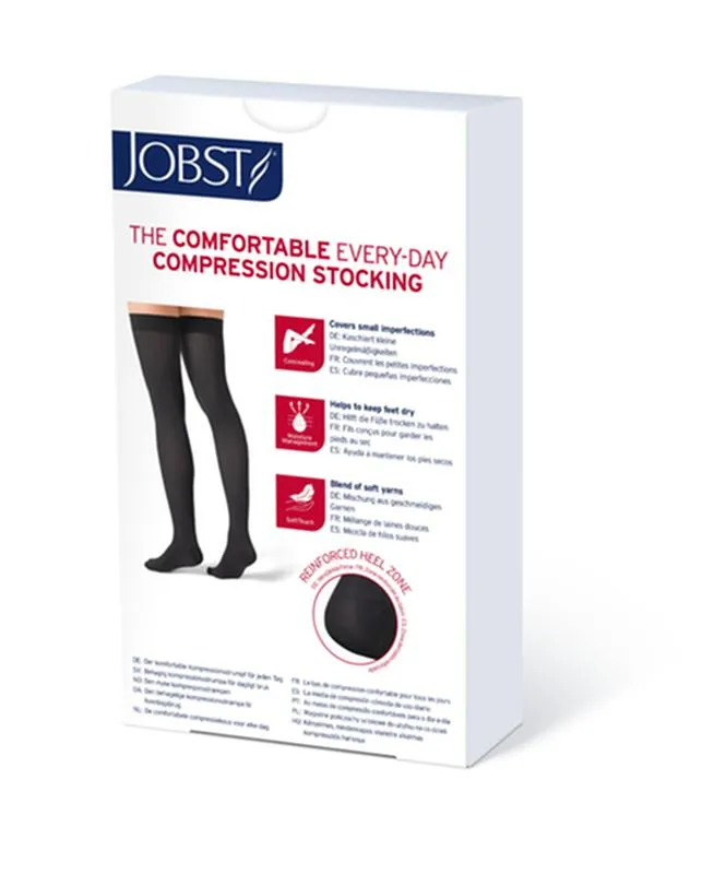 PR/1 JOBST OPAQUE WOMEN, THIGH HIGH W/SIL DOT BAND, 20-30MMHG, LG, ESPRESSO, CLOSED TOE