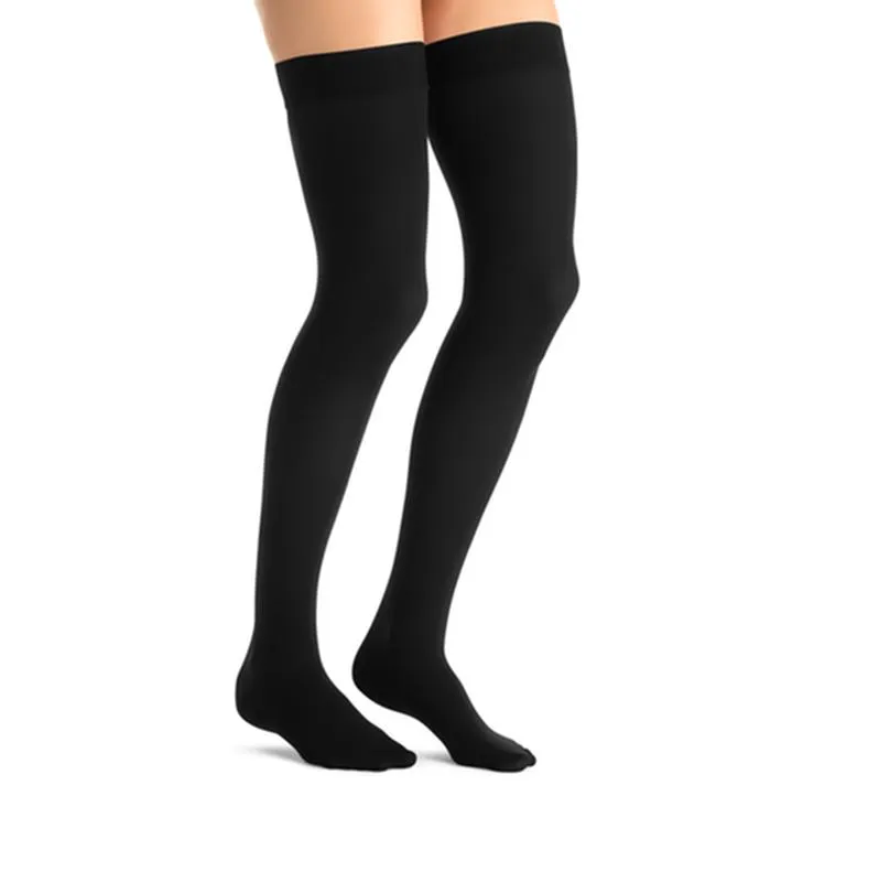 PR/1 JOBST OPAQUE WOMEN, THIGH HIGH W/SIL DOT BAND, 30-40MMHG, XL, CLASSIC BLACK, CLOSED TOE