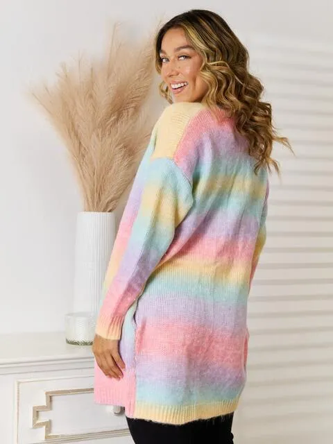 Sterling Full Size Gradient Open Front Cardigan
