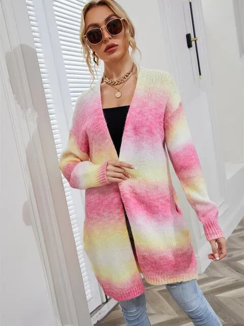Sterling Full Size Gradient Open Front Cardigan