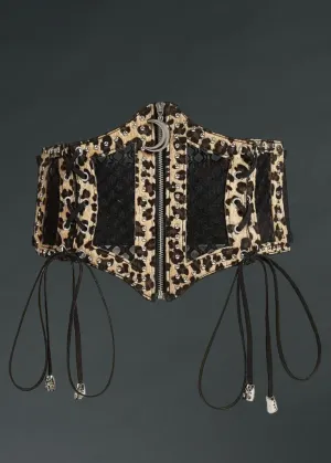 Studded Leopard Print Waist Belt