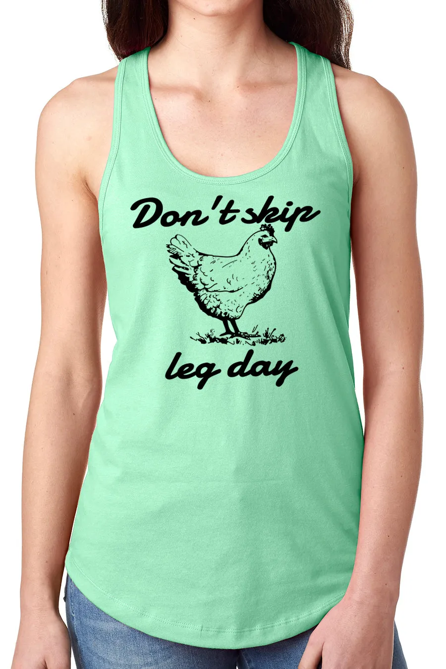 Think Out Loud Apparel Don't Skip Leg Day Funny Gym Tank Top Fitness Apparel Humor