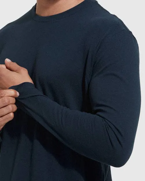 True Classic Crew Neck Long Sleeve T-Shirt in Navy